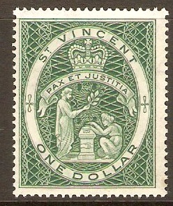 St Vincent 1955 $1 Myrtle-green. SG199.