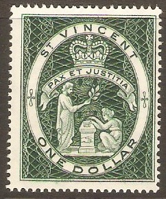 St Vincent 1955 $1 Deep myrtle-green. SG199a.