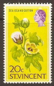 St Vincent 1965 20c Sea Island cotton Stamp. SG240.