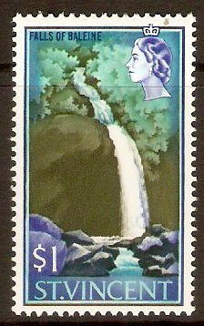 St Vincent 1965 $1 Baleine Falls Stamp. SG243.