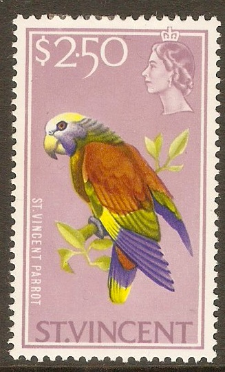 St Vincent 1965 $2.50 Amazon Parrot Stamp. SG244.
