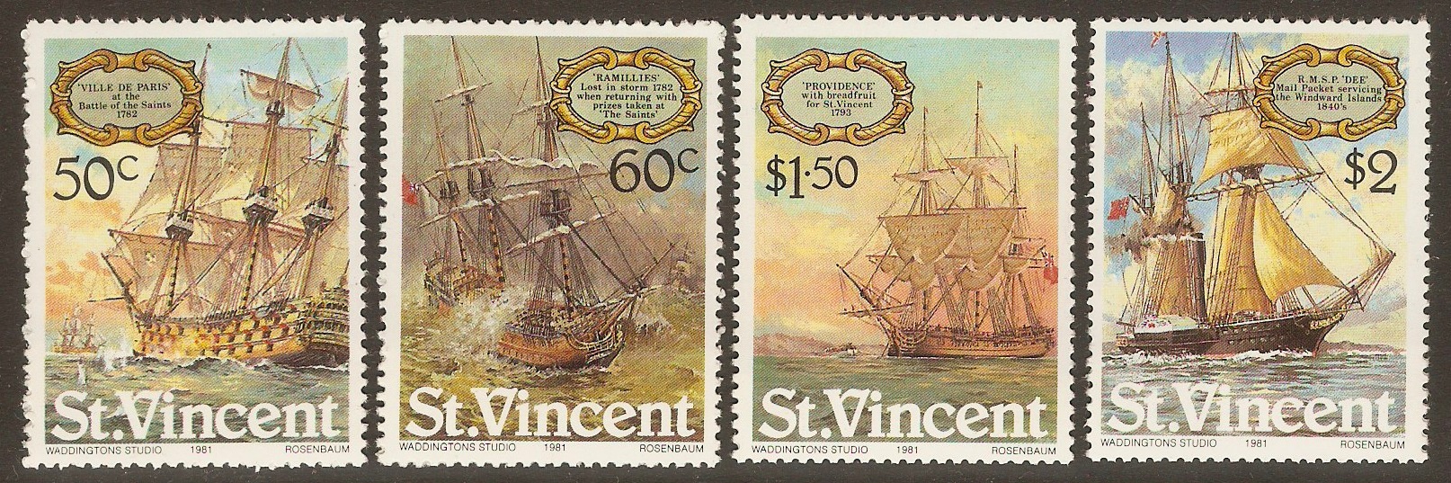 St Vincent 1981 Sailing Ships set. SG656-SG659.