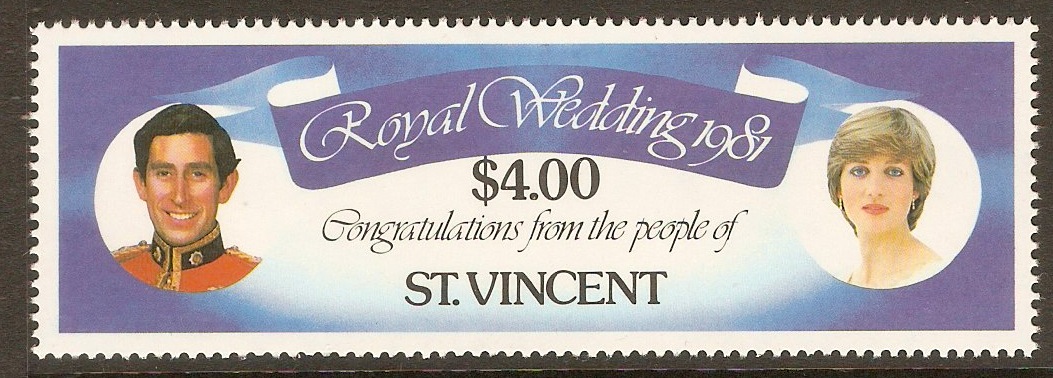 St Vincent 1981 $4 Royal Wedding series. SG673.