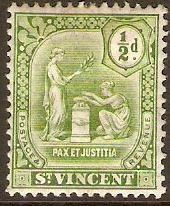 St. Vincent 1907 d green. SG94.