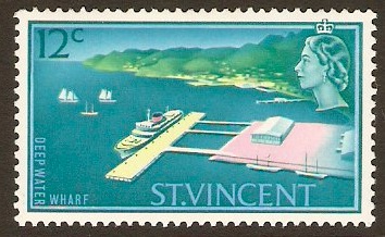 St. Vincent 1965 12c Deep water wharf stamp. SG239.
