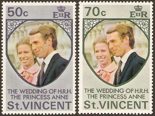 St. Vincent 1973 Royal Wedding Stamps. SG374-SG375.