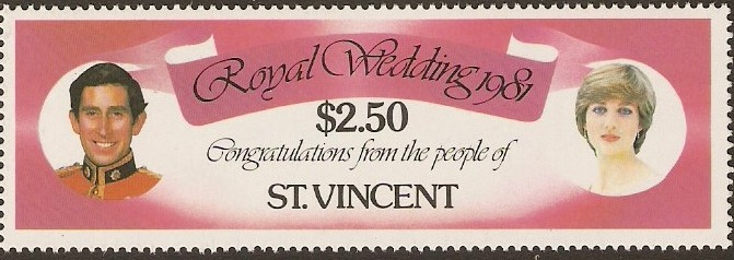 St. Vincent 1981 $2.50 Royal Wedding Stamp. SG671.