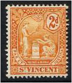 St Vincent 1907 2d. Orange. SG96.