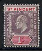 St Vincent 1904 1d. Dull Purple and Carmine. SG86.