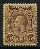 St Vincent 1921 3d Purple on yellow. SG135.