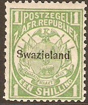 Swaziland 1889 1s green. SG3.