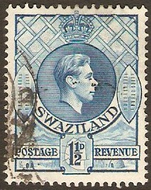 Swaziland 1938 1d light blue. SG30b.