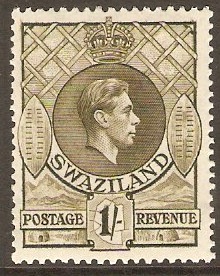 Swaziland 1938 1s Brown-olive. SG35a.