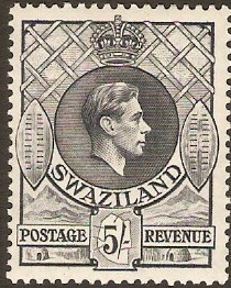 Swaziland 1938 5s slate. SG37a.
