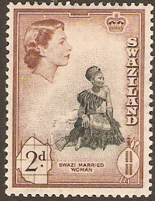 Swaziland 1956 2d black and brown. SG55.