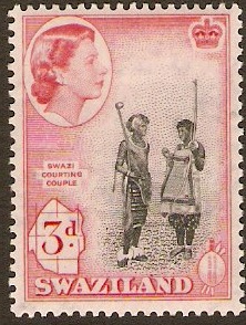 Swaziland 1956 3d black and rose-red. SG56.