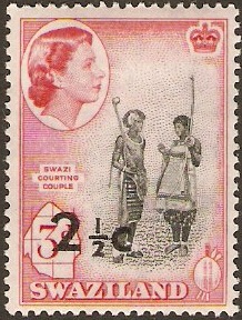 Swaziland 1961 2c on 3d. SG69a. - Click Image to Close