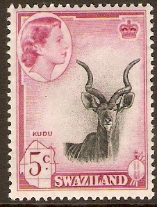 Swaziland 1961 5c Black and magenta. SG83.