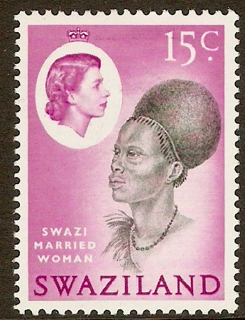 Swaziland 1962 15c Black and bright purple. SG100.