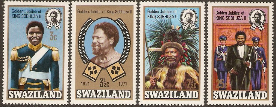 Swaziland 1971 Golden Jubilee Stamps Set. SG188-SG191.