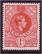 Swaziland 1938 1d Rose-red. SG29a. - Click Image to Close