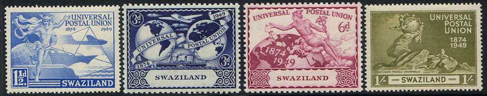 Swaziland 1949 UPU 75th Anniversary Set. SG48-SG51.