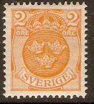 Sweden 1910 2ore Yellow-orange. SG59.