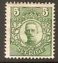 Sweden 1910 5ore Green. SG69.