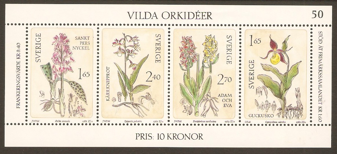 Sweden 1982 Wild Orchids sheet. SGMS1128.