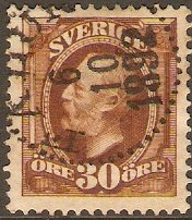 Sweden 1891 30ore brown. SG51a.