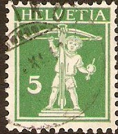 Switzerland 1908 5c green. SG263.