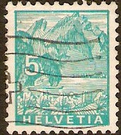 Switzerland 1934 5c blue-green. SG351.