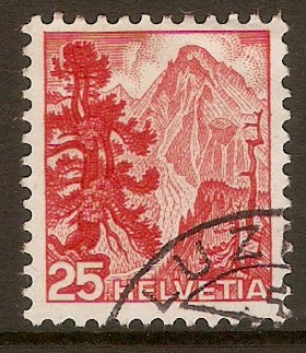 Switzerland 1948 25c Scarlet - Landscapes series. SG492.