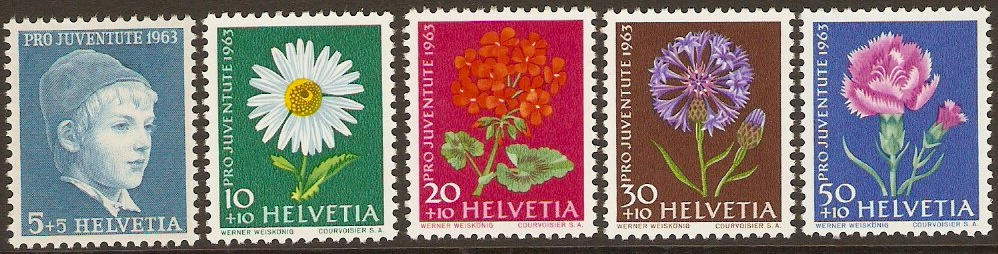 Switzerland 1963 "Pro Juventute" Charity Stamps. SGJ197-SGJ201.
