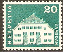 Switzerland 1964 20c blue green. SG701.