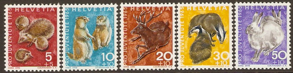 Switzerland 1965 "Pro Juventute" Charity Stamps. SGJ207-SGJ211.