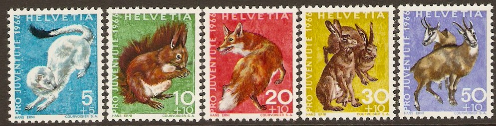 Switzerland 1966 "Pro Juventute" Charity Stamps. SGJ212-SGJ216.