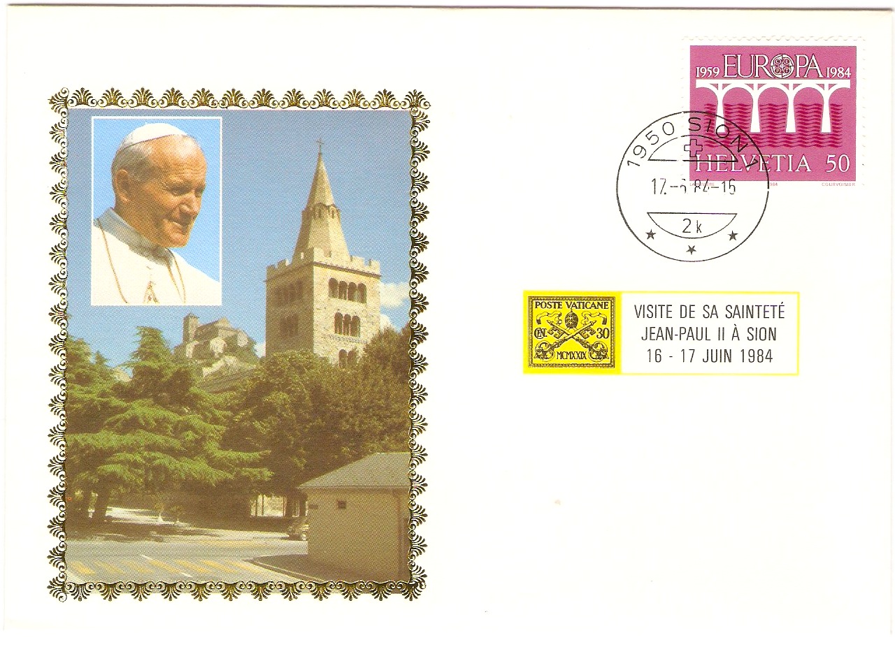 Switzerland 1984 Papal Visit Souvenir Cover. - Click Image to Close