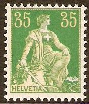 Switzerland 1908 35c Yellow and green. SG235.