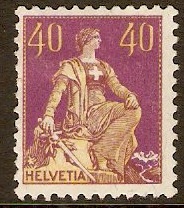 Switzerland 1908 40c Yellow-green and deep magenta. SG239. - Click Image to Close