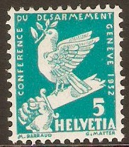 Switzerland 1932 5c Blue-green. SG338.
