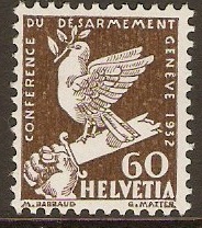 Switzerland 1932 60c Bistre-brown. SG342.