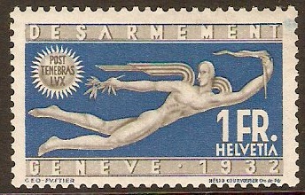 Switzerland 1932 1f Olive-grey and blue. SG343.