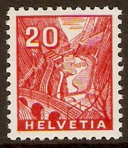 Switzerland 1934 20c Bright scarlet. SG354.