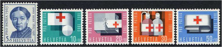 Switzerland 1963 Pro Patria Stamp Set. SG676-SG680.