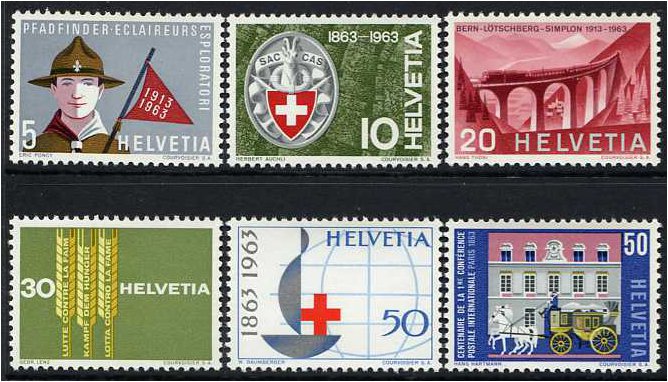 Switzerland 1963 Publicity Stamp Set. SG670-SG675.