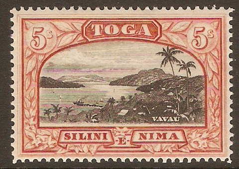 Tonga 1942 5s Black and brown-red. SG82.
