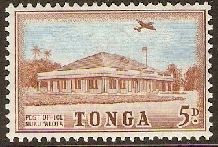 Tonga 1953 5d Blue and red-brown. SG107.
