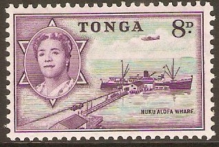 Tonga 1953 8d Emerald and deep reddish violet. SG109.