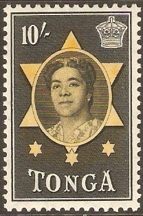 Tonga 1953 10s Yellow and black. SG113.